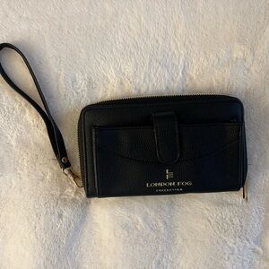 London Fog Classic Black Wristlet Clutch